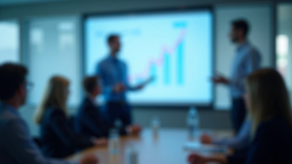 Analytiker präsentiert BIP-Wachstumsprognosen auf einem großen Monitor im Konferenzzimmer