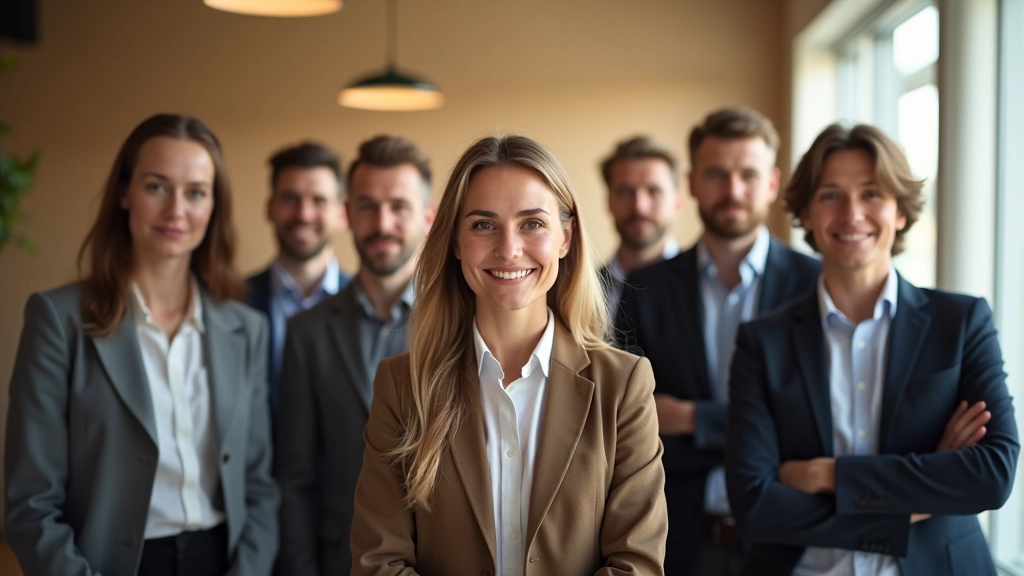Diverse Gruppe von Fachleuten verschiedenen Alters und Hintergrunds steht zusammen in modernem Büro, symbolisiert intergenerationelle Zusammenarbeit